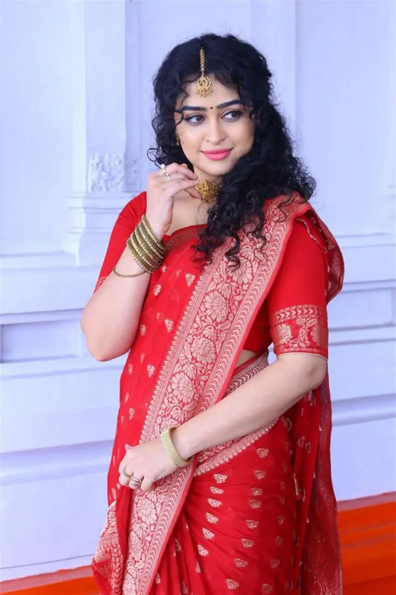 Apsara Rani in Red Saree at New Telugu Movie Opening